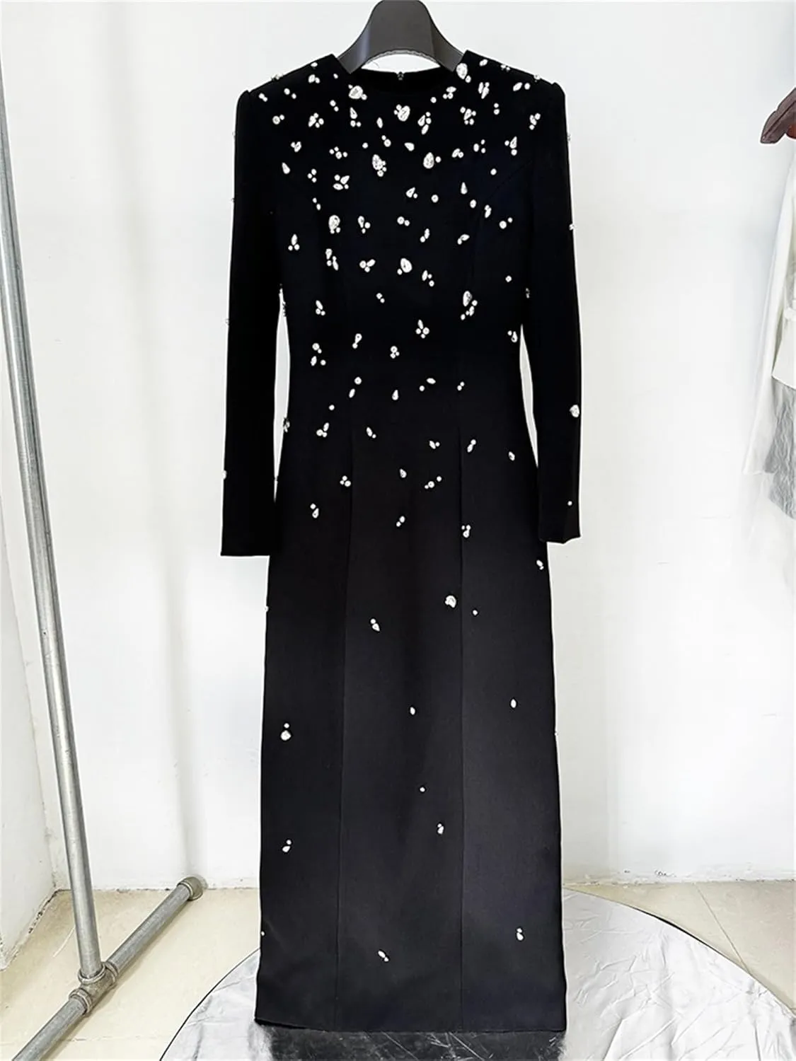 2025 Designer Fashion Women's Rhinestone Diamonds Beaded Long Maxi Dress Formal Party Evening Gowns