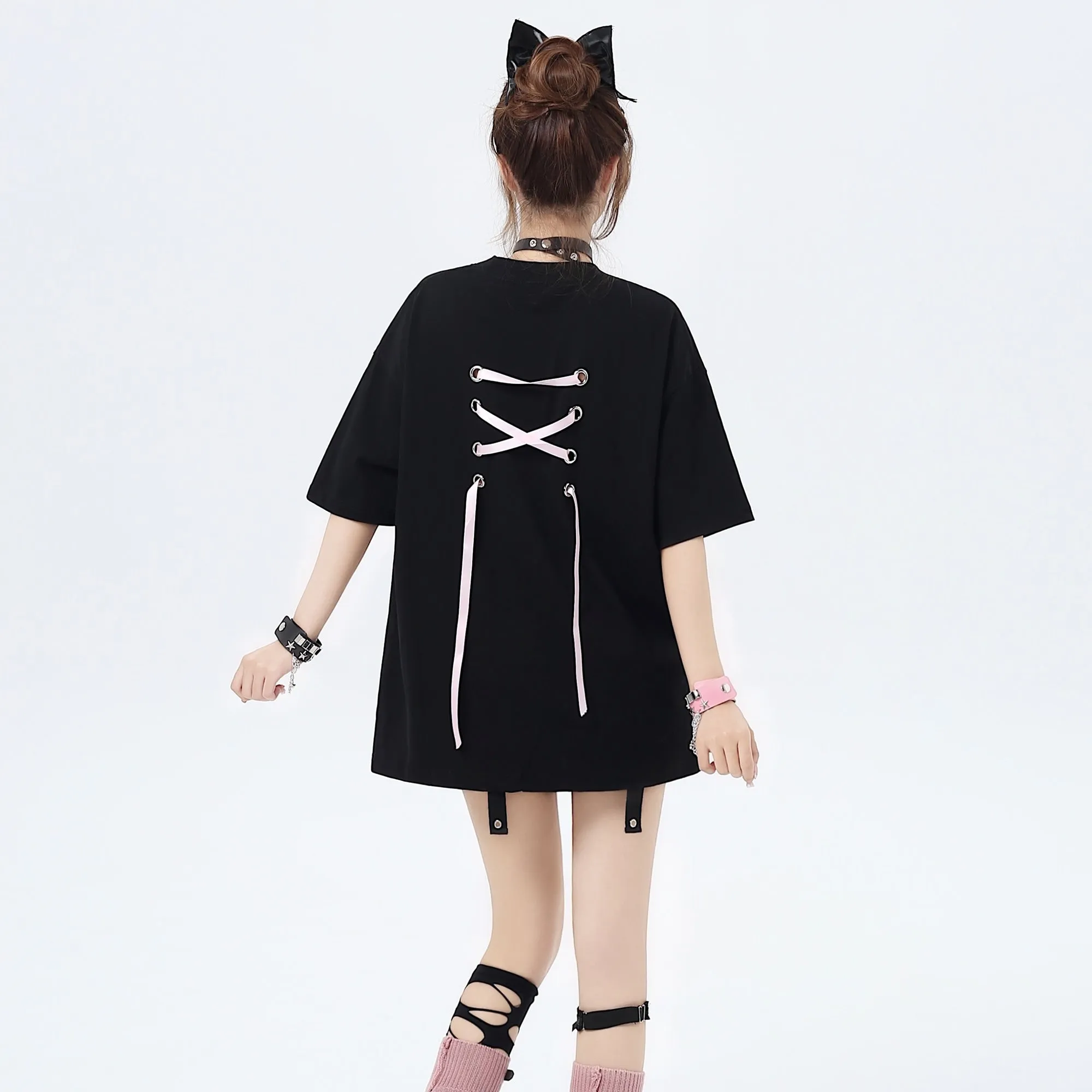 American Sweet Cool Girl Style Butterfly Patch Loose T-shirt