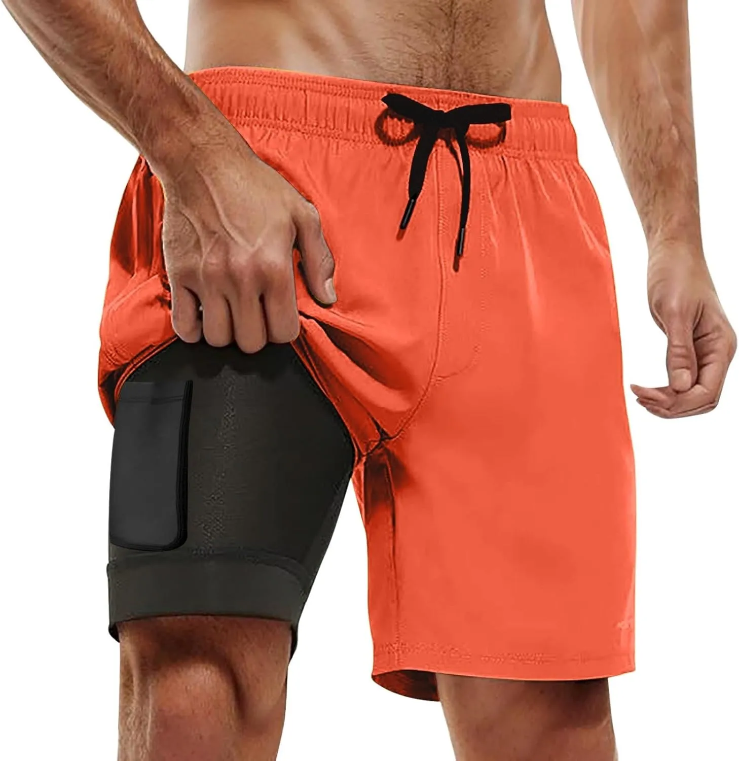 Aniywn Mens 2 in 1 Running Shorts Quick Dry Athletic Bathing Suit with Liner, Men Athletic Running Trunks Gym Workout Shorts