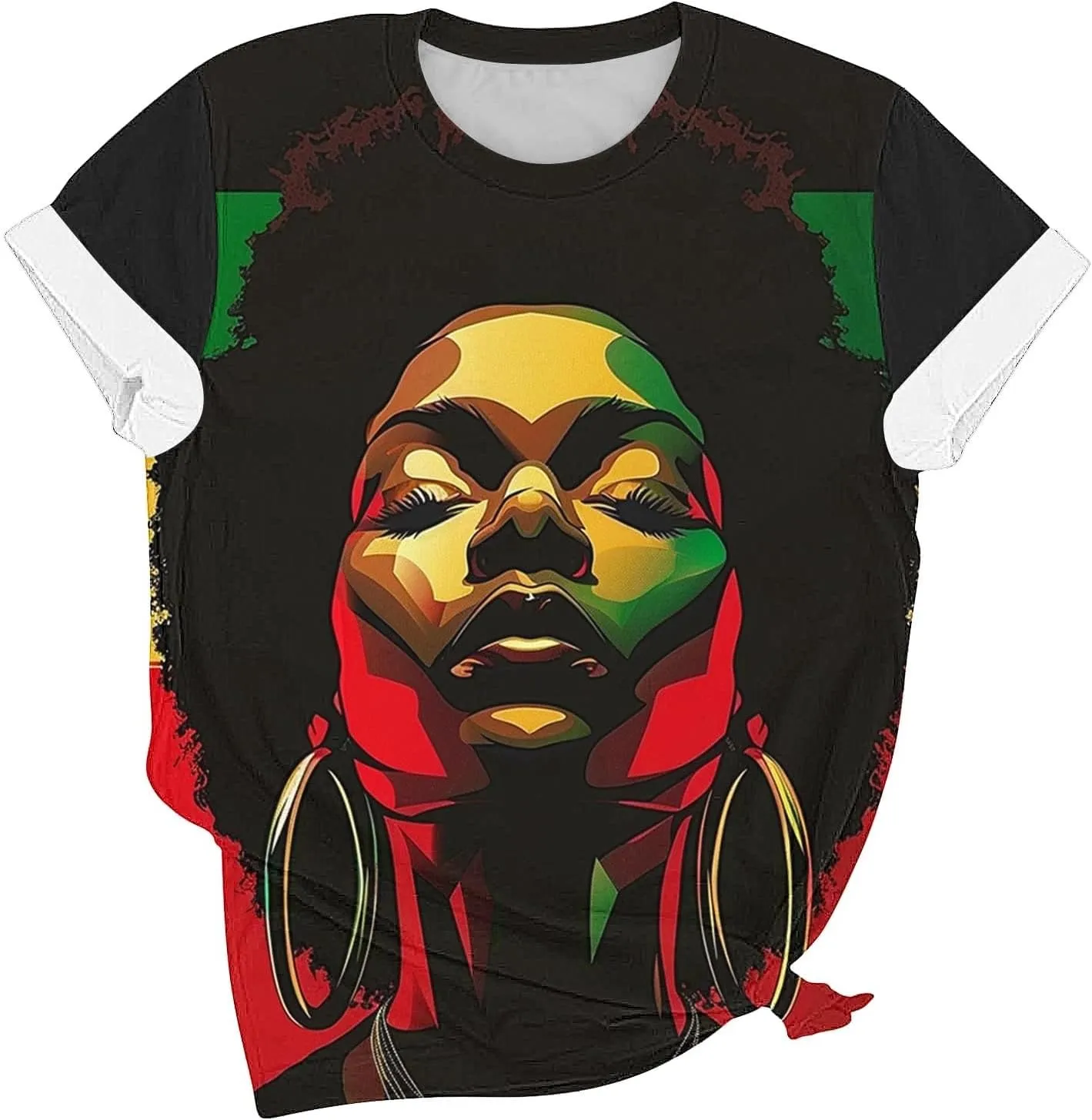 Black History Month Shirts for Women Summer Casual Short Sleeve Tunic Tops Plus Size Crew Neck Patriotic Blouses