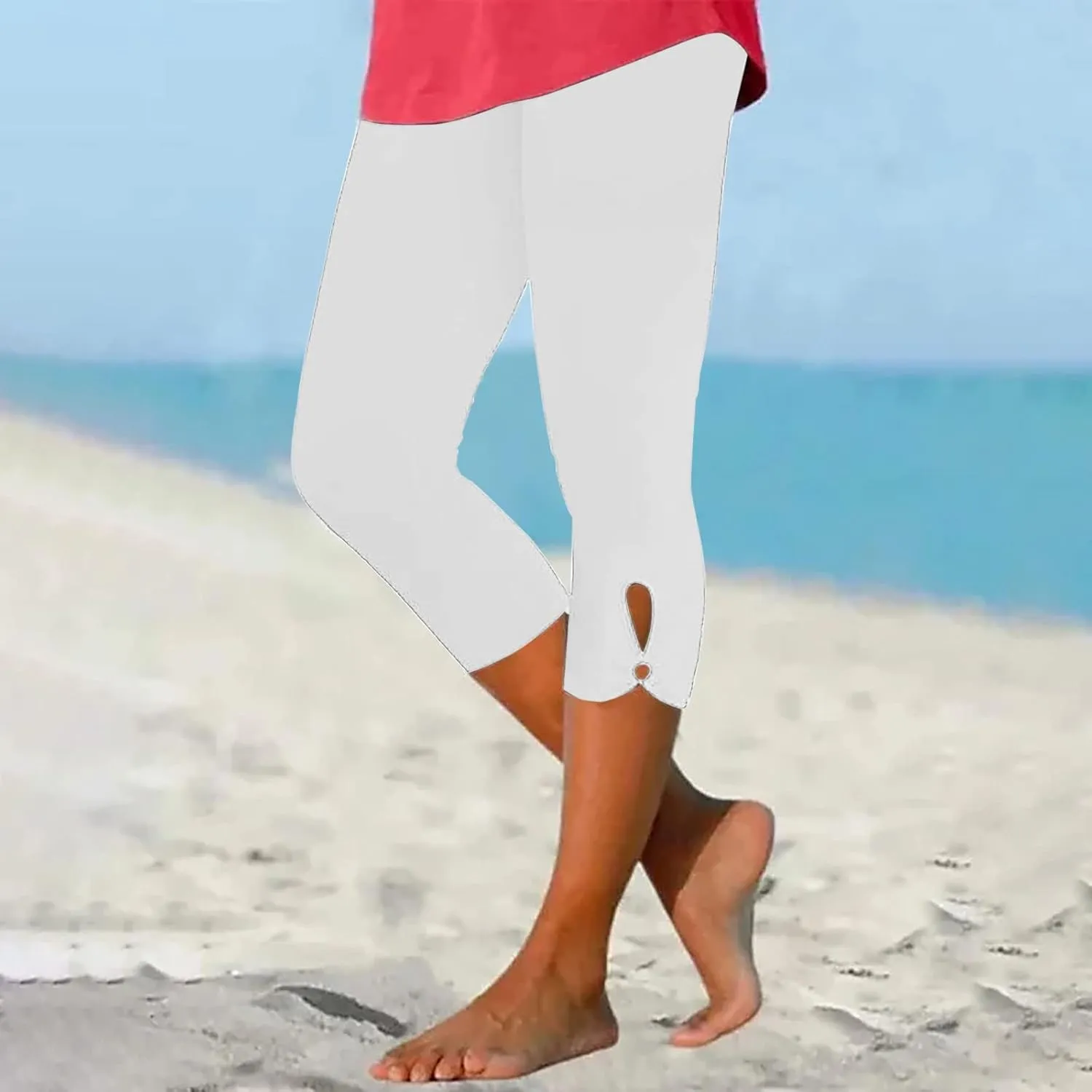 BOXIACEY Capri Leggings for Women 2025 Knee Length Yoga Pants High Waisted Workout Leggings Casual Summer Cropped Pants