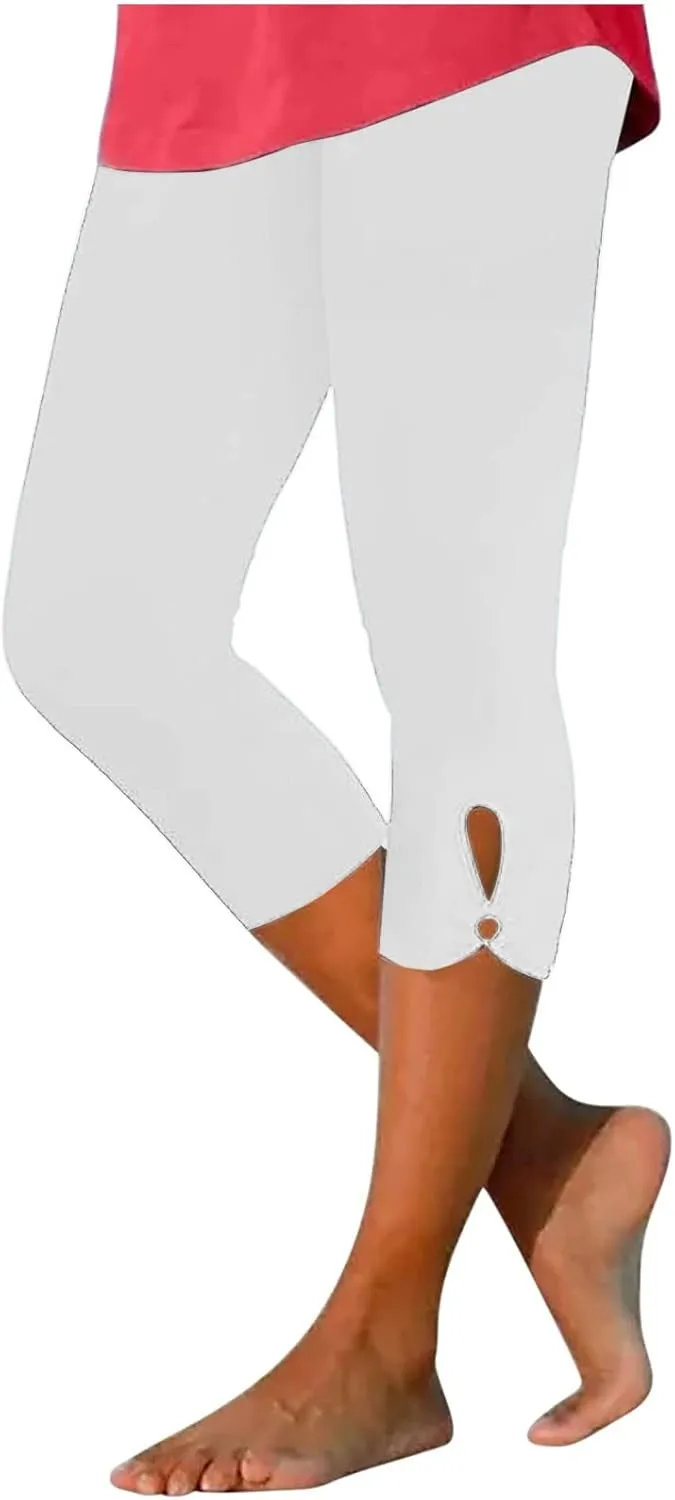 BOXIACEY Capri Leggings for Women 2025 Knee Length Yoga Pants High Waisted Workout Leggings Casual Summer Cropped Pants