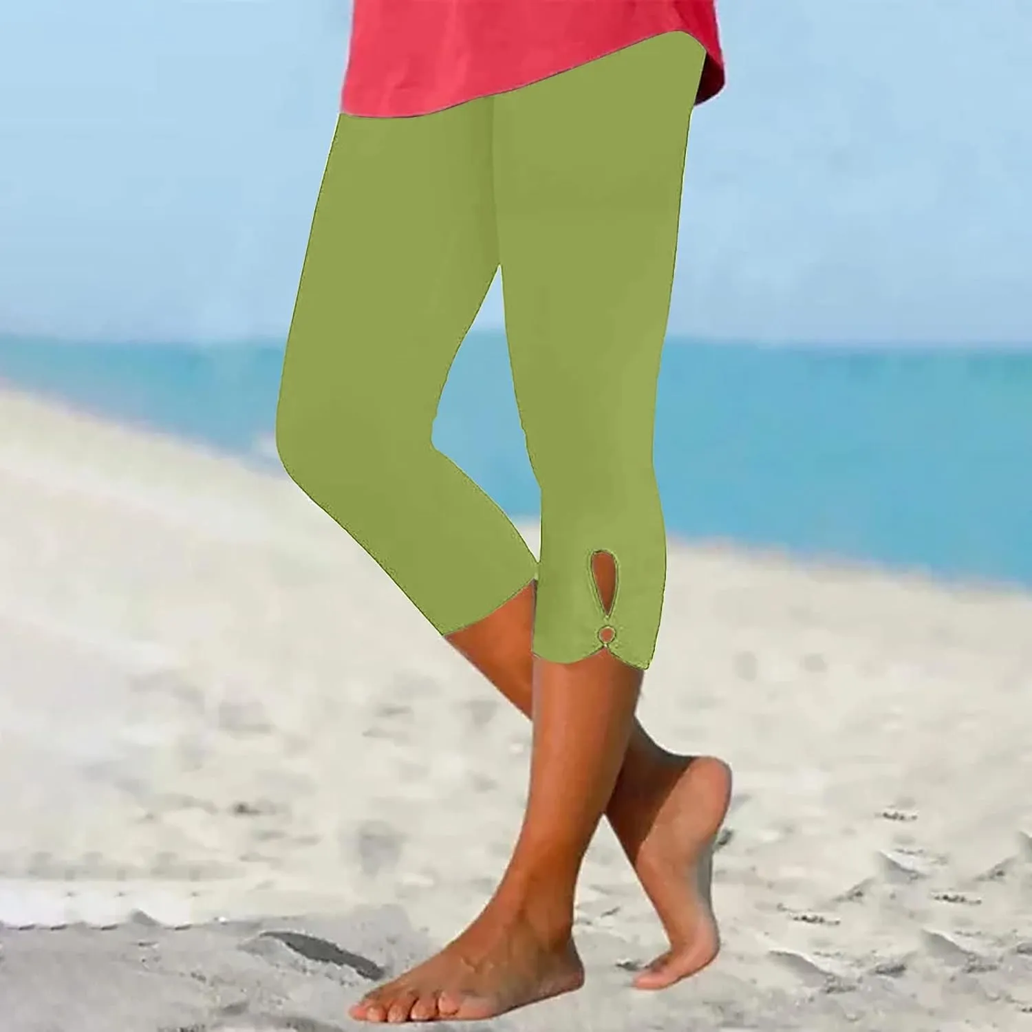 BOXIACEY Capri Leggings for Women 2025 Knee Length Yoga Pants High Waisted Workout Leggings Casual Summer Cropped Pants