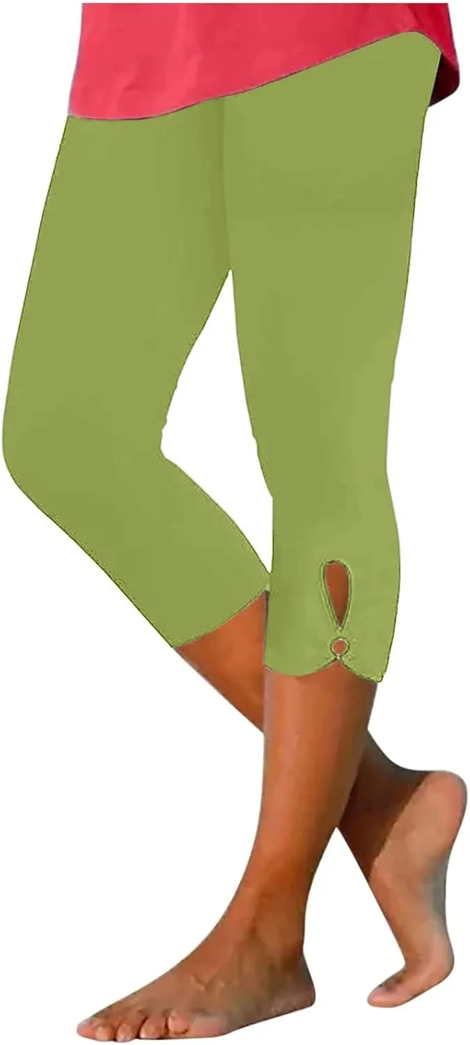 BOXIACEY Capri Leggings for Women 2025 Knee Length Yoga Pants High Waisted Workout Leggings Casual Summer Cropped Pants