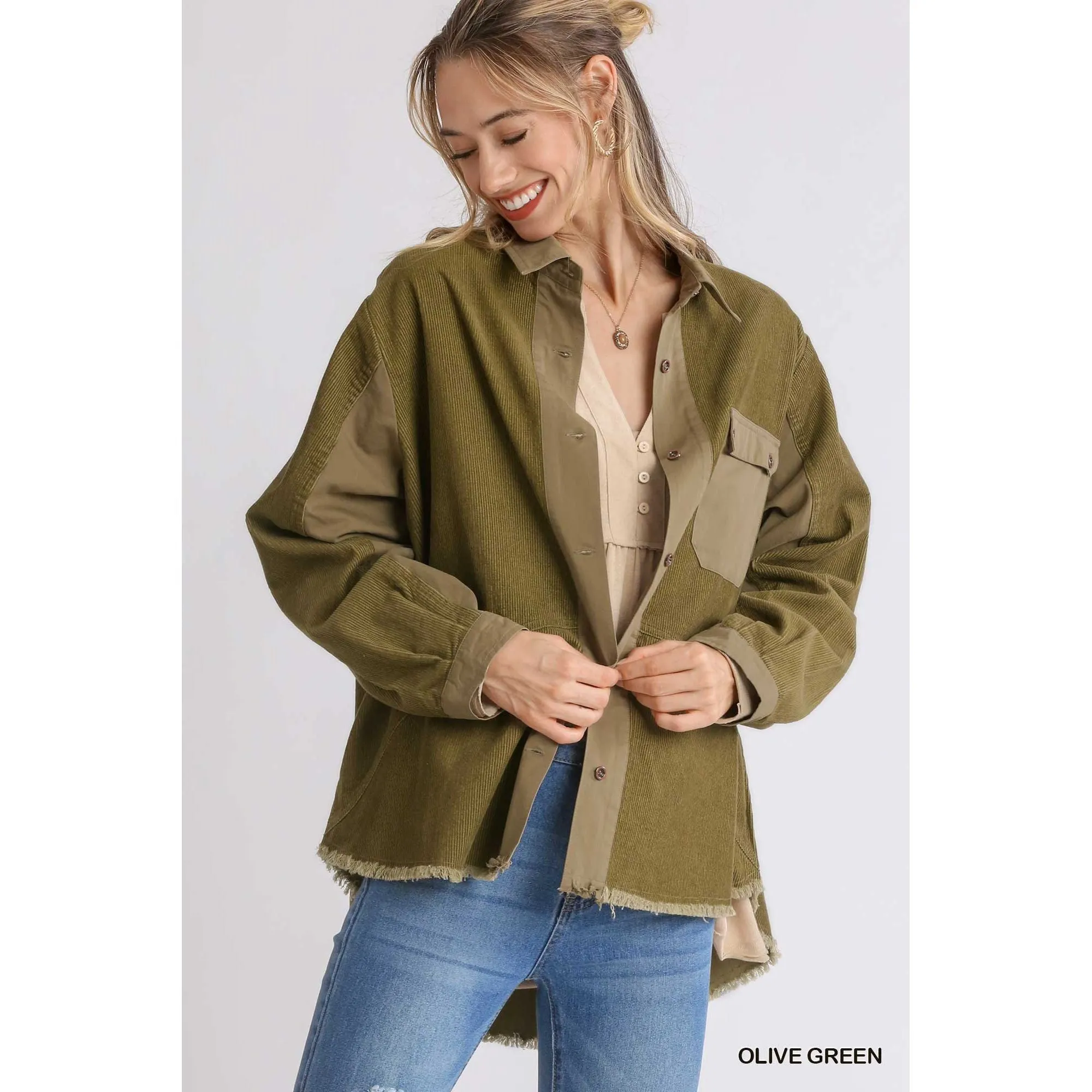 Corduroy Collared Button Down Jacket