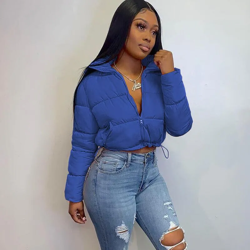 Fashion Warm Standing Collar Long Sleeve Short Down Jacket Wholesale Coats