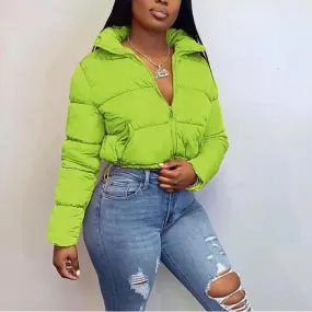Fashion Warm Standing Collar Long Sleeve Short Down Jacket Wholesale Coats