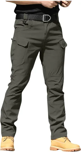 GOFULY Cargo Pants Men Hiking Ripstop Stretch Work Pants Multi Pockets Regular Fit Pants Outdoors Trousers Tactical
