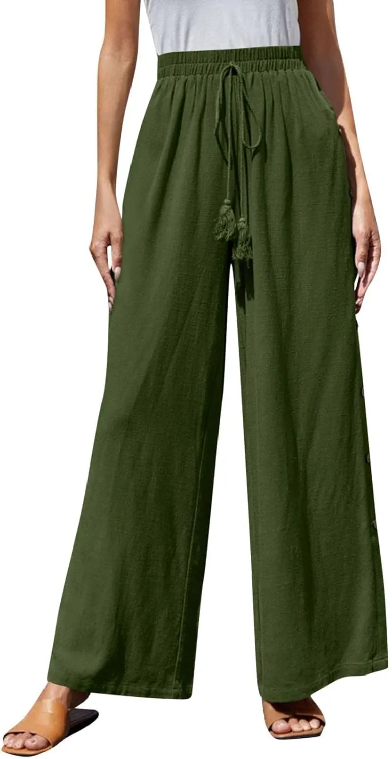 GOKKILRW Womens Tear Away Basketball Pants High Split Snap Button Casual Post-Surgery Workout Athletic Yoga Sweatpants