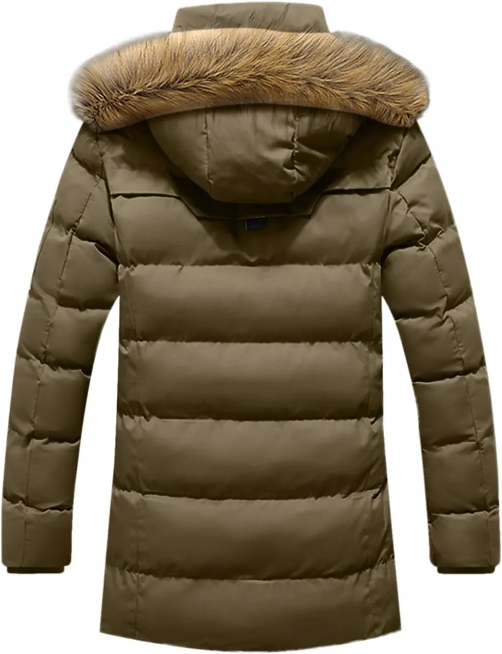 Maryia Mens Parka Jacket Waterproof Winter Hooded Jacket Casual Warm Quilted Coat with Fur Hood Thick Outdoor Outwear