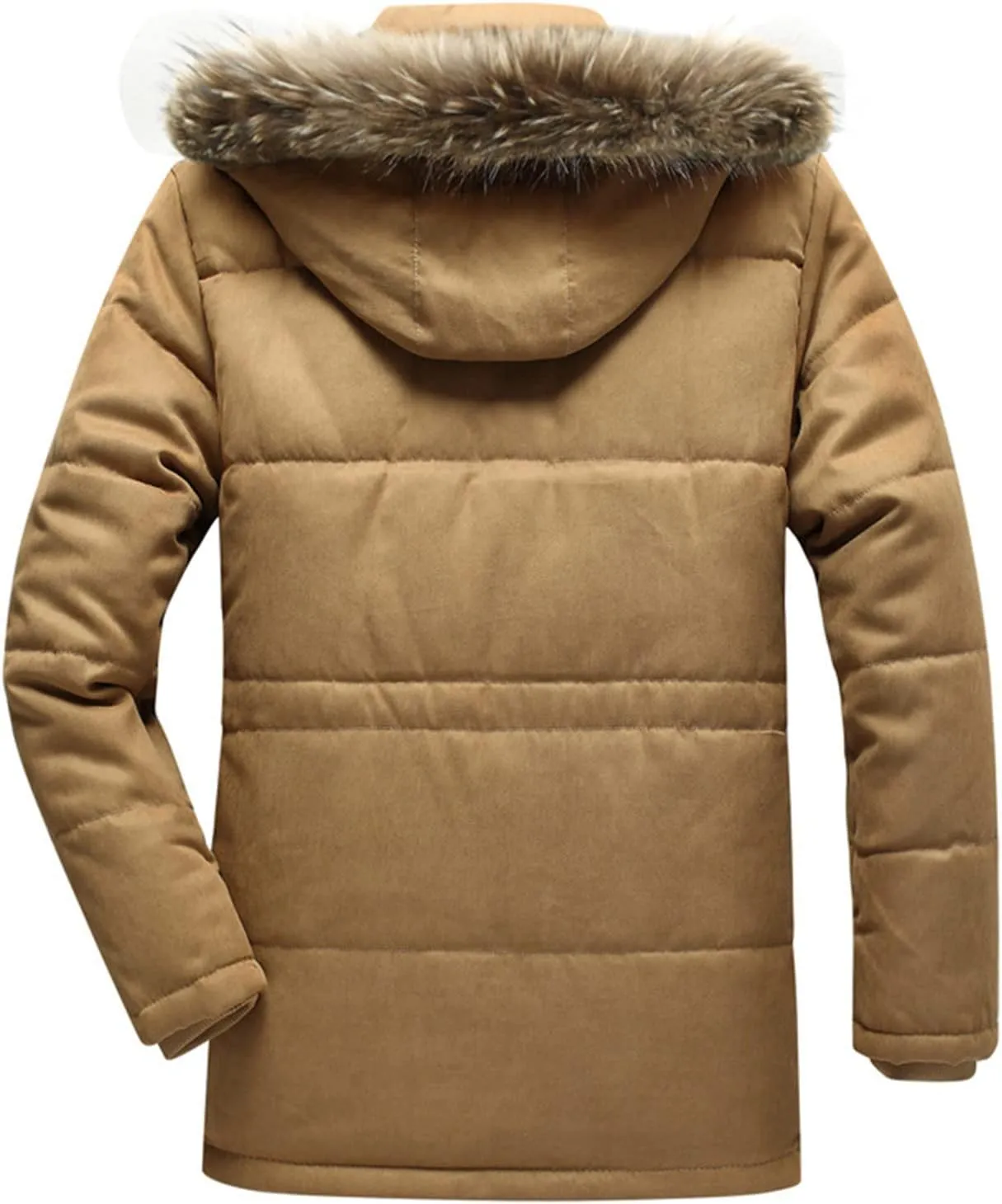 Maryia Mens Parka Jacket Waterproof Winter Hooded Jacket Casual Warm Quilted Coat with Fur Hood Thick Outdoor Outwear