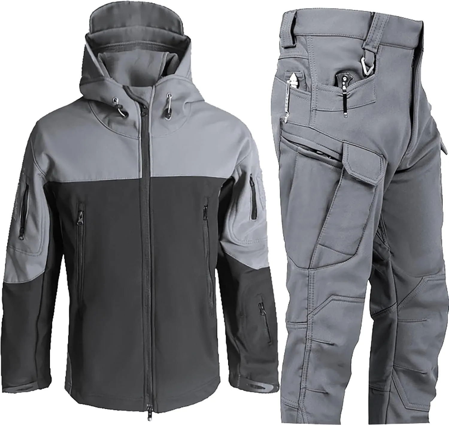 Mens 2 Piece Outfits Hikking Trucksuits for Men Tactical Combat Outdoor Fishing Climbing Outdoor Jacket and Sweatpant