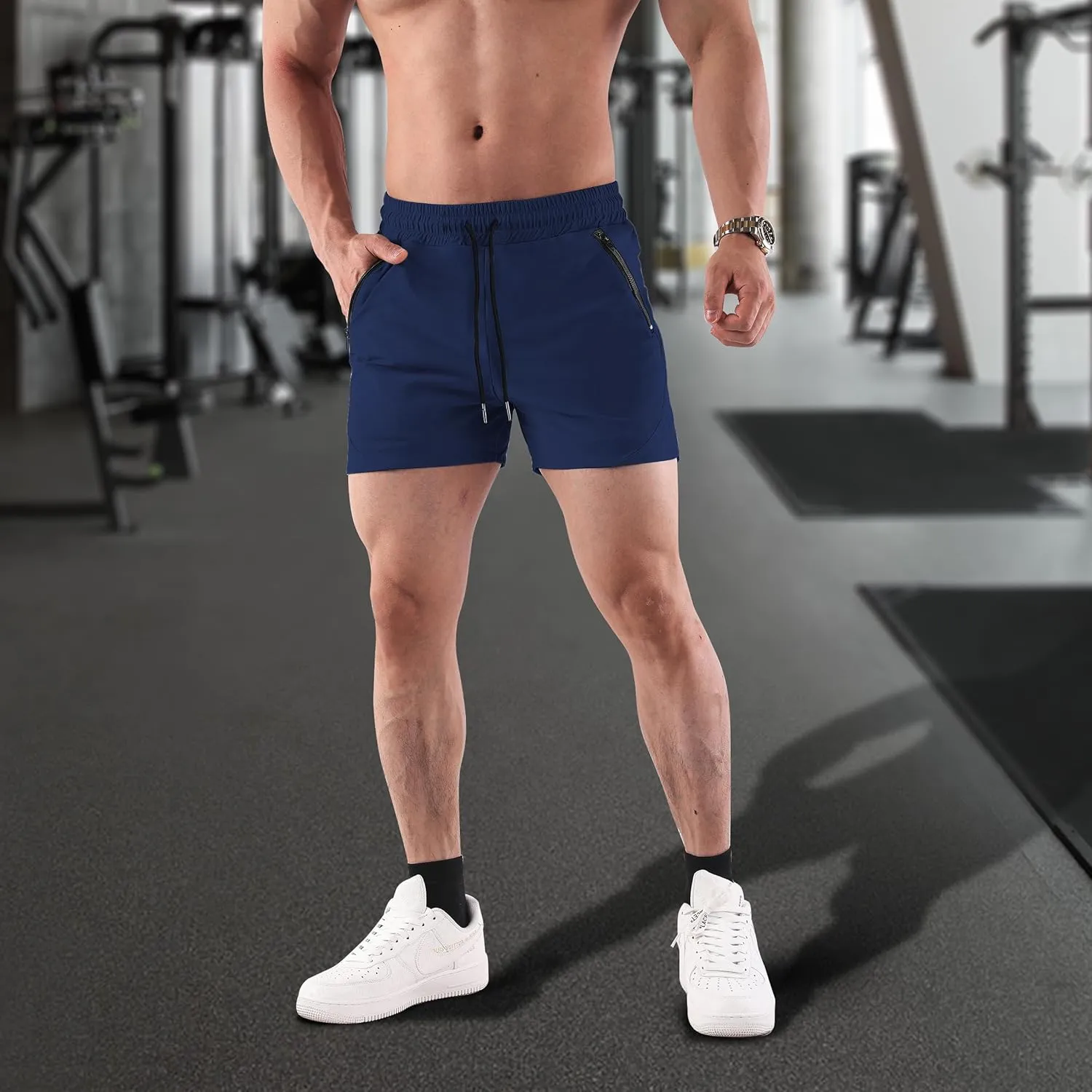 Mens Gym Shorts 5 Inch Slim Workout Shorts Lightweight Quick Dry Running Athletic Shorts with Pockets
