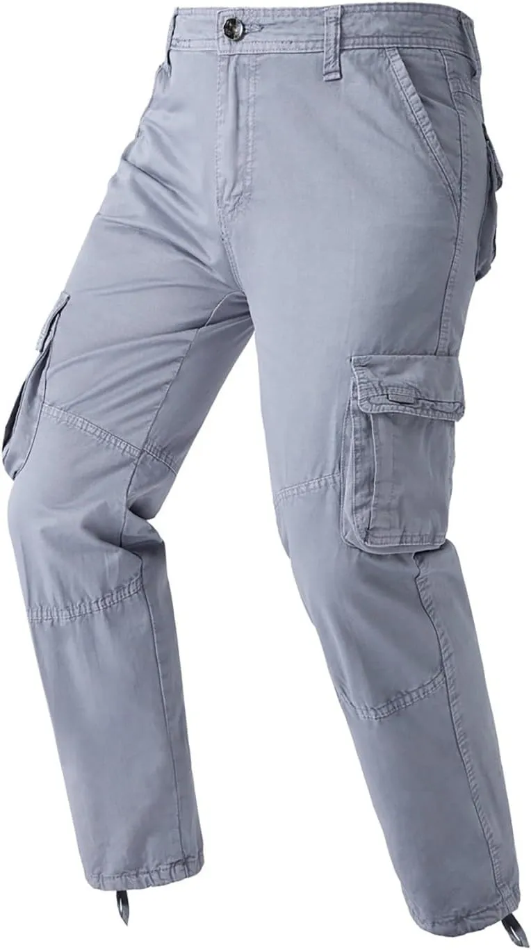 Mens Relaxed Pleated PantsMens Casual Cargo Pants Elastic Waist Dress Pants Lightweight Outdoor Trousers Loose Fit Pants with Multi PocketsBlack Chino Pants