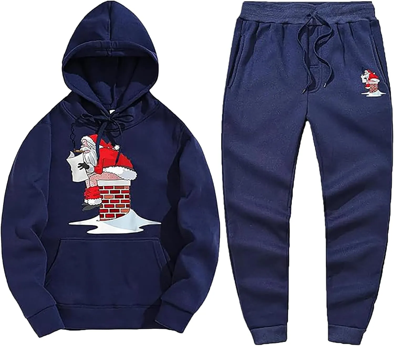 Mens Sweatsuits 2 Piece Set Set Funny Christmas Tracksuit 2 Piece Funny Reindeer Casual Sport Jogging Suits with