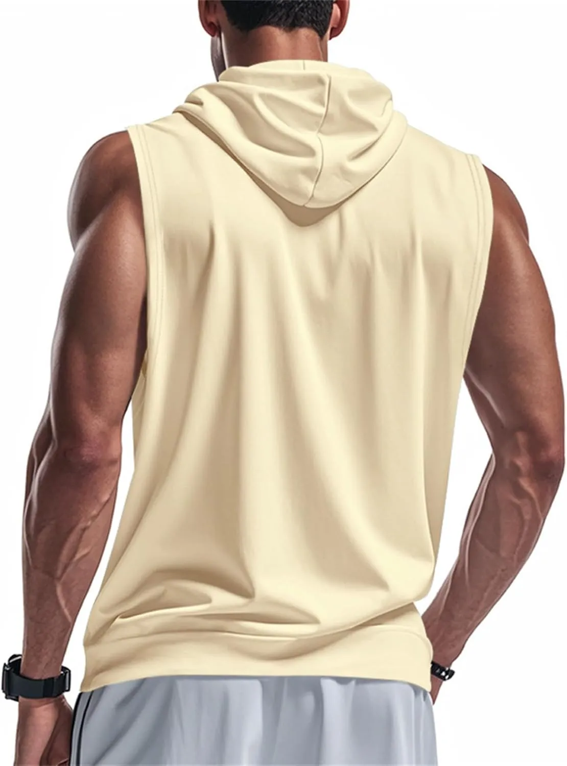 Men's Workout Hooded Tank Tops Lightweight Full Zip Up Sleeveless Gym Shirts Vest Muscle Cut Off T Shirt