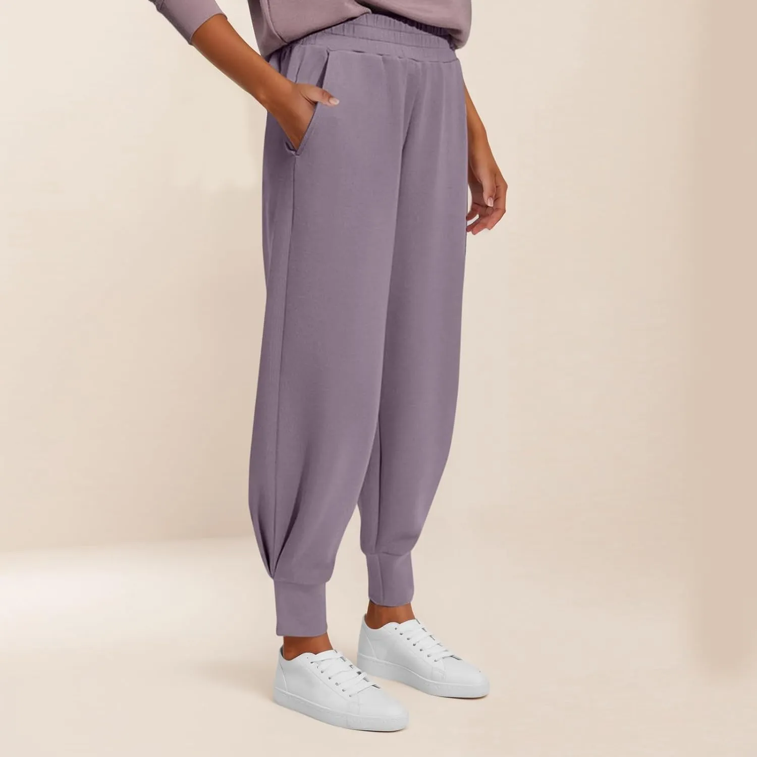 midelxp Baggy Sweatpants for Women Elastic High Waisted Fleece Joggers with Pockets Winter Casual Comfy Y2k Track Pants 2024