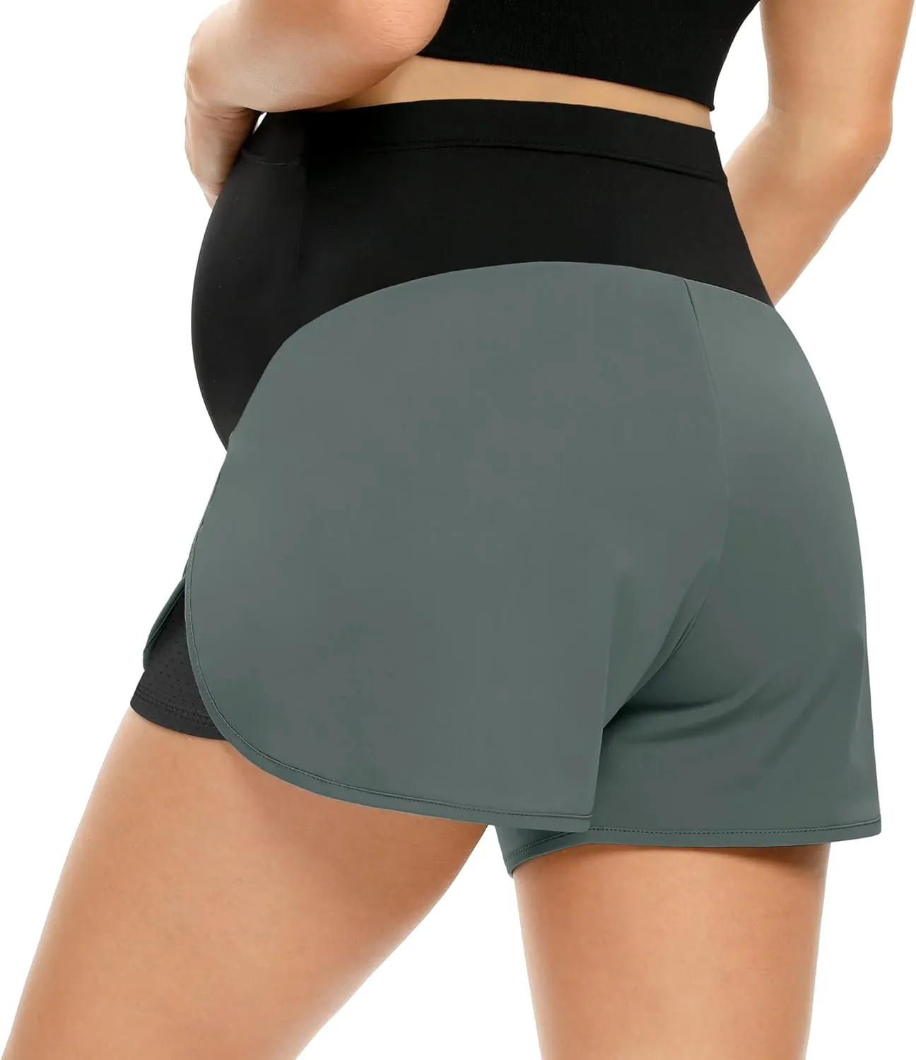POSHGLAM Women‘s Maternity Shorts Over Belly Workout Running Casual Summer Pregnancy Shorts