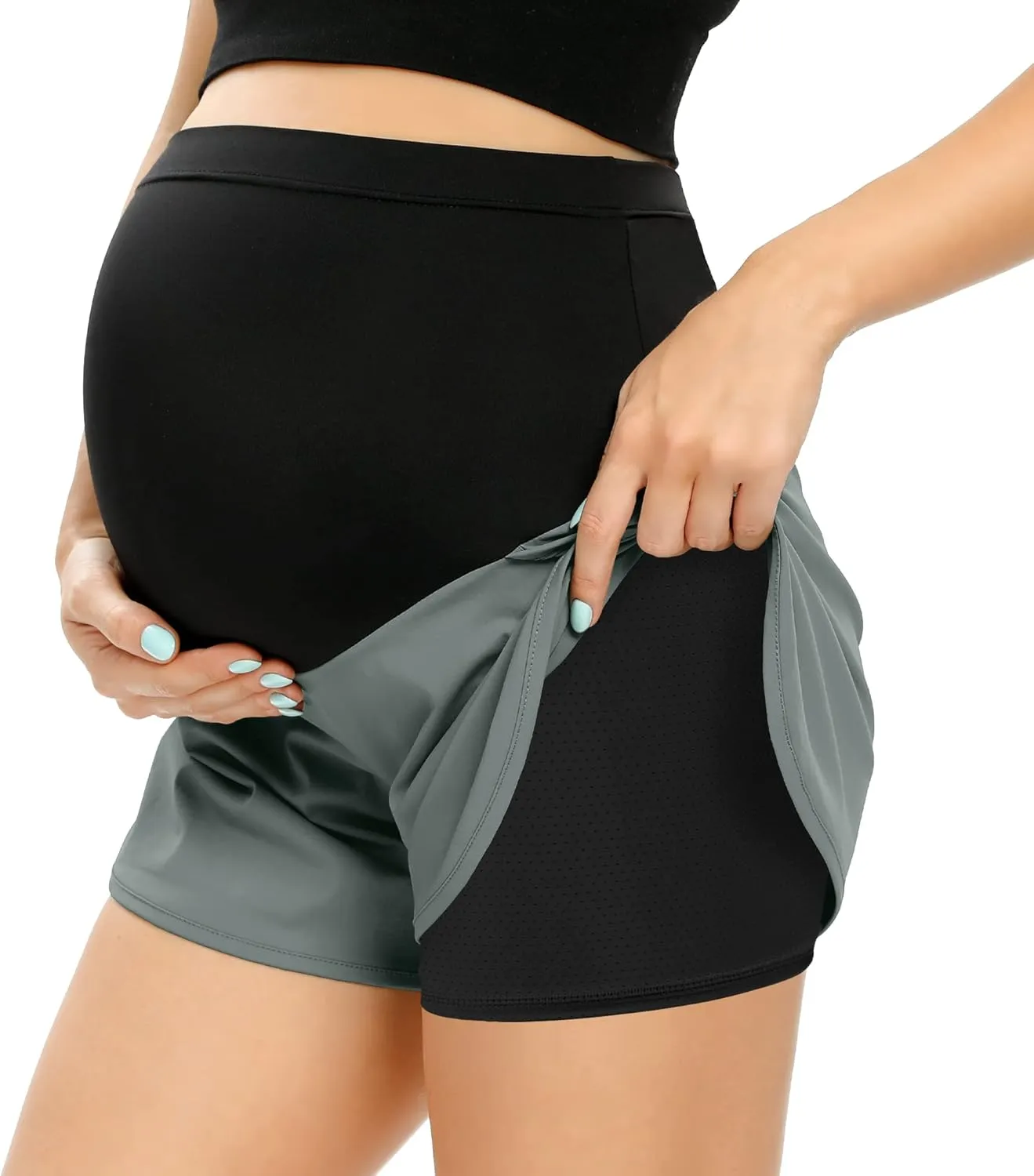 POSHGLAM Women‘s Maternity Shorts Over Belly Workout Running Casual Summer Pregnancy Shorts