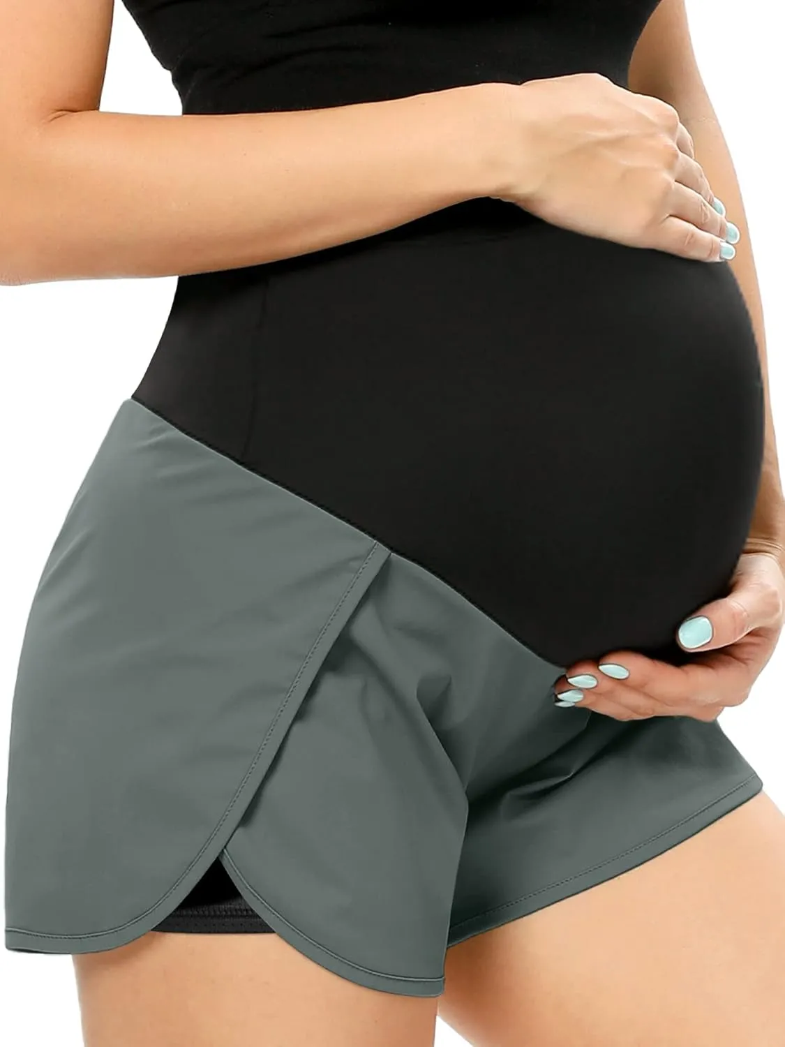POSHGLAM Women‘s Maternity Shorts Over Belly Workout Running Casual Summer Pregnancy Shorts