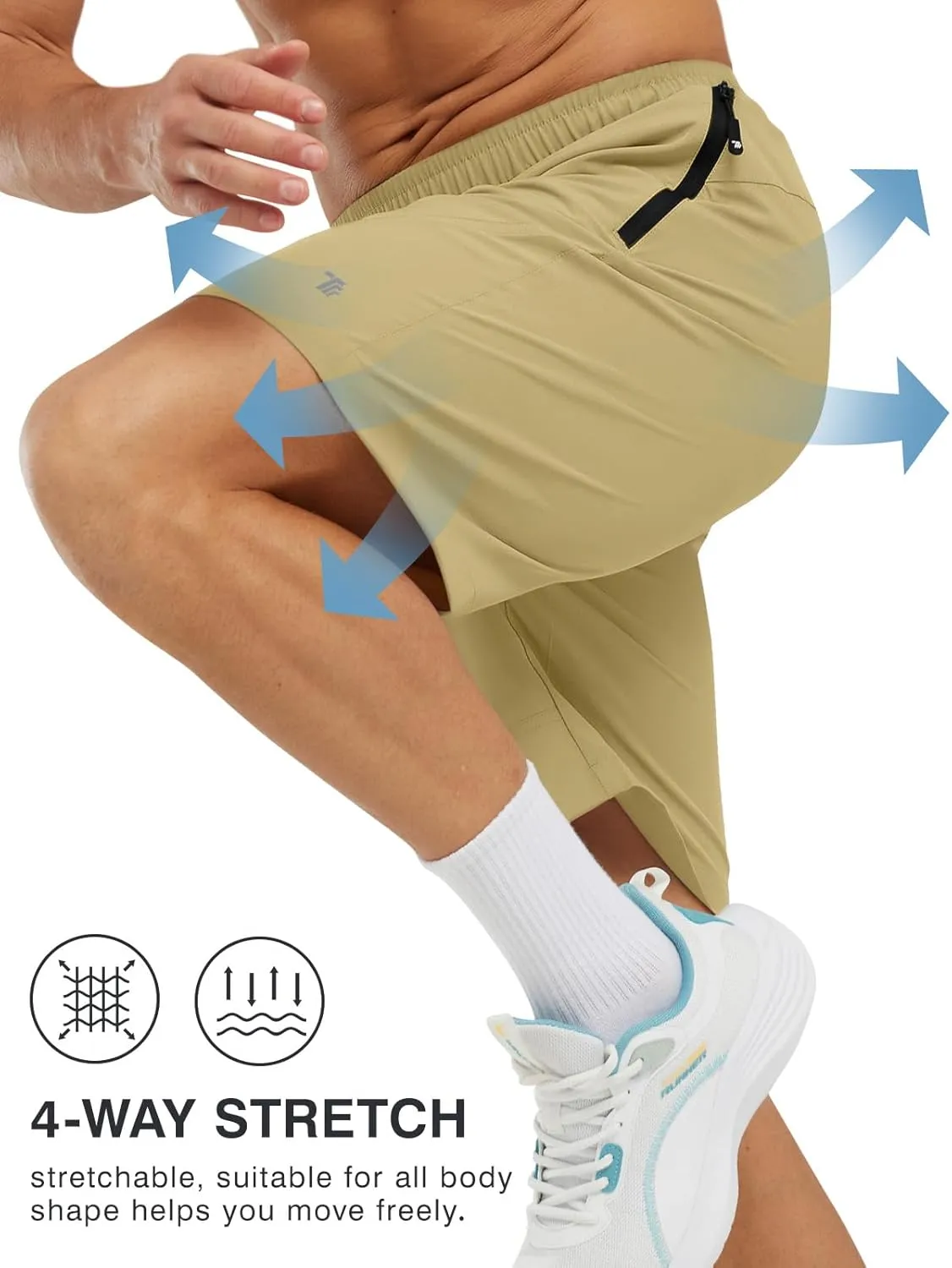 Rdruko Men's Hiking Shorts with Zipper Pockets 7'' Lightweight Quick Dry Workout Shorts Running Athletic Shorts