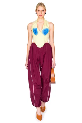 Red Piping Detail Tucked Pants