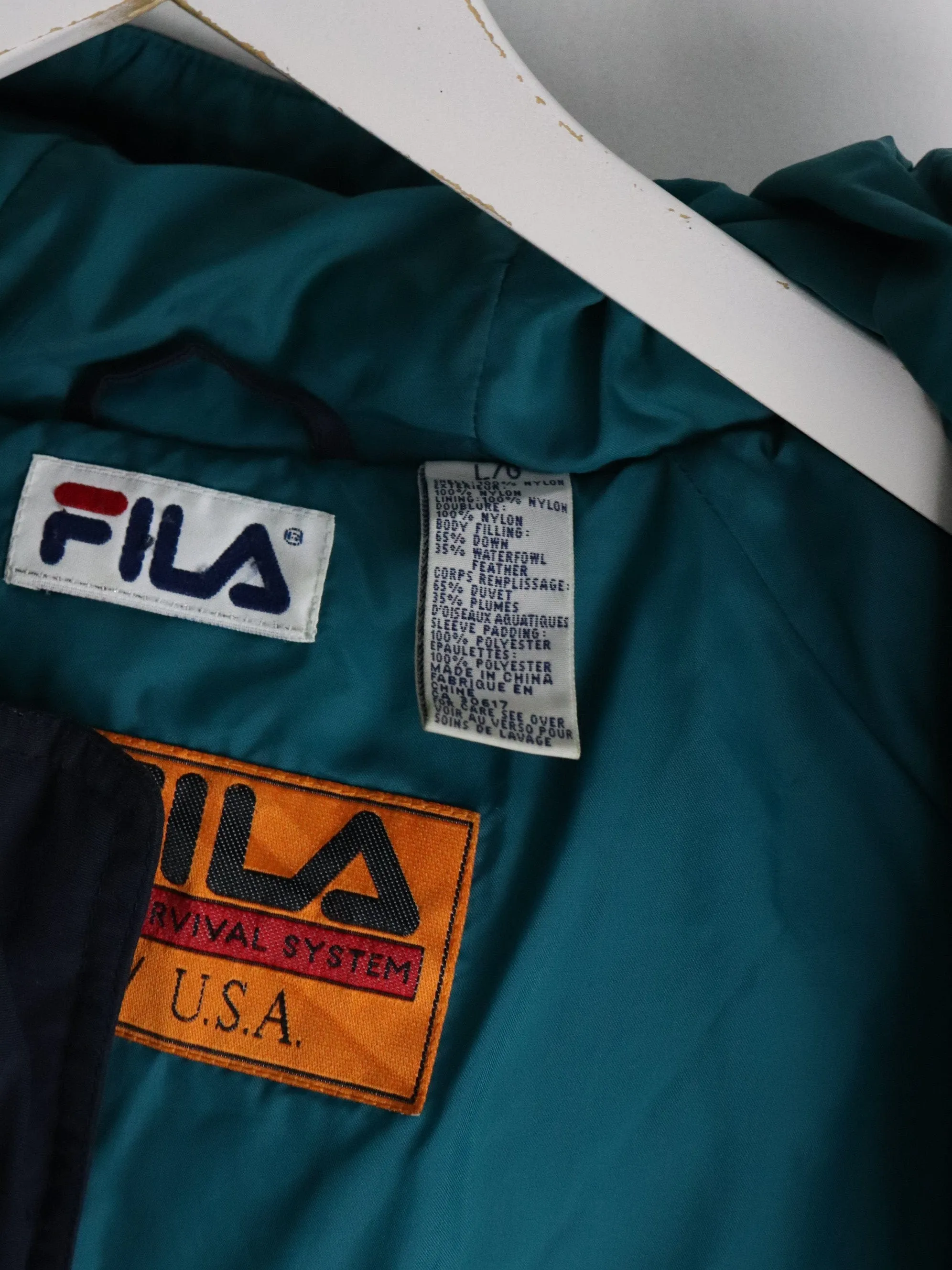 Vintage Fila Jacket Mens Large Blue Down