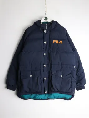 Vintage Fila Jacket Mens Large Blue Down