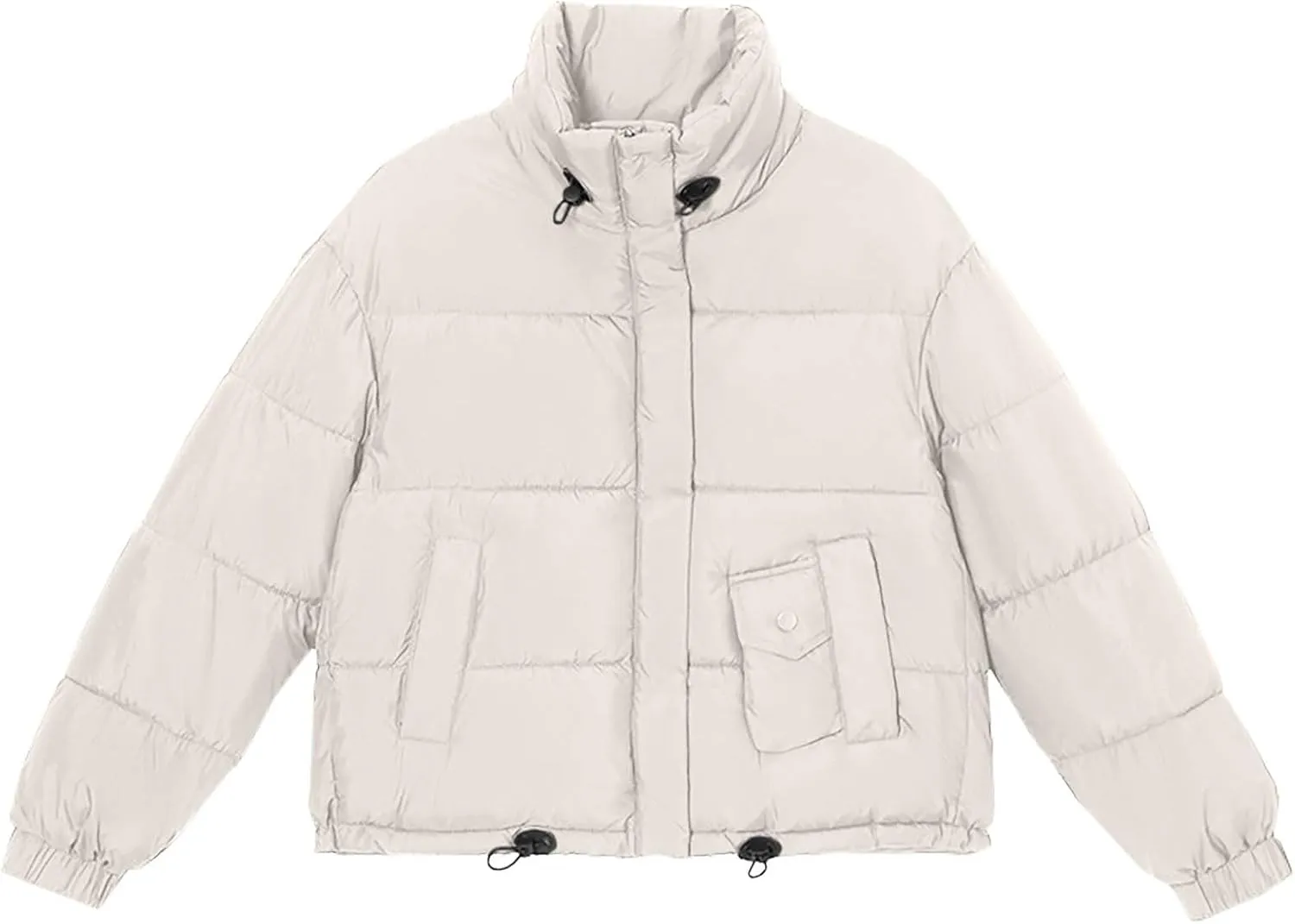 Winter Cropped Puffer Coat Women Stand Collar Slim Fit Thermal Short Overcoat 2024 Fashion Solid Color Warm Down Coat