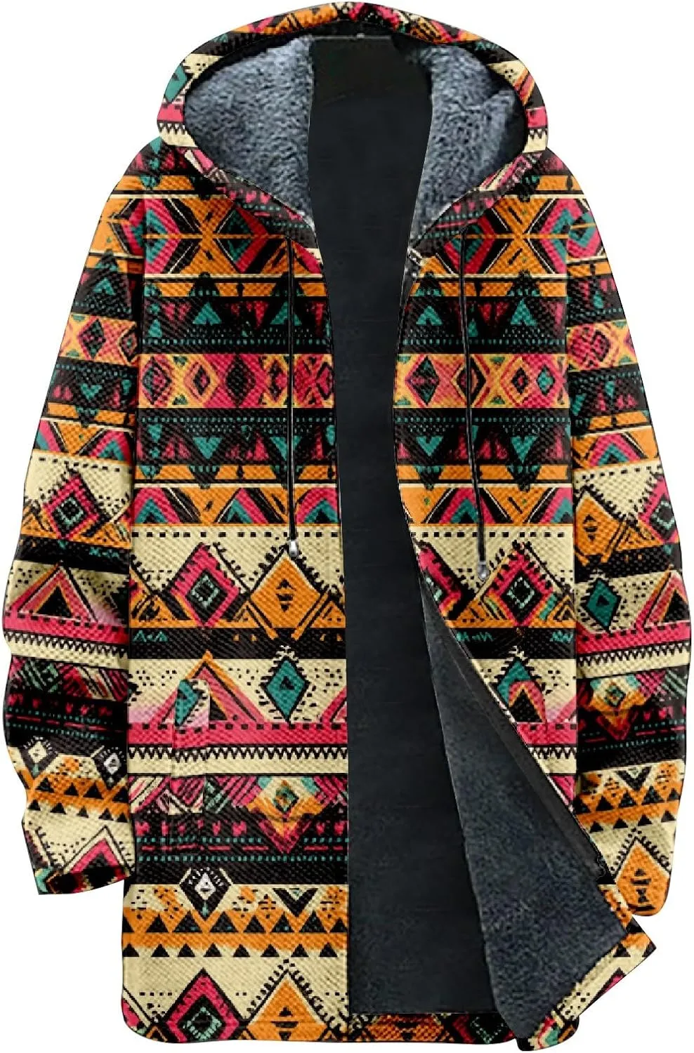 Winter Jackets for Men Thickened Hoodies Long Sleeve Prints Fashion Zip Up Vintage Long Cotton Coats