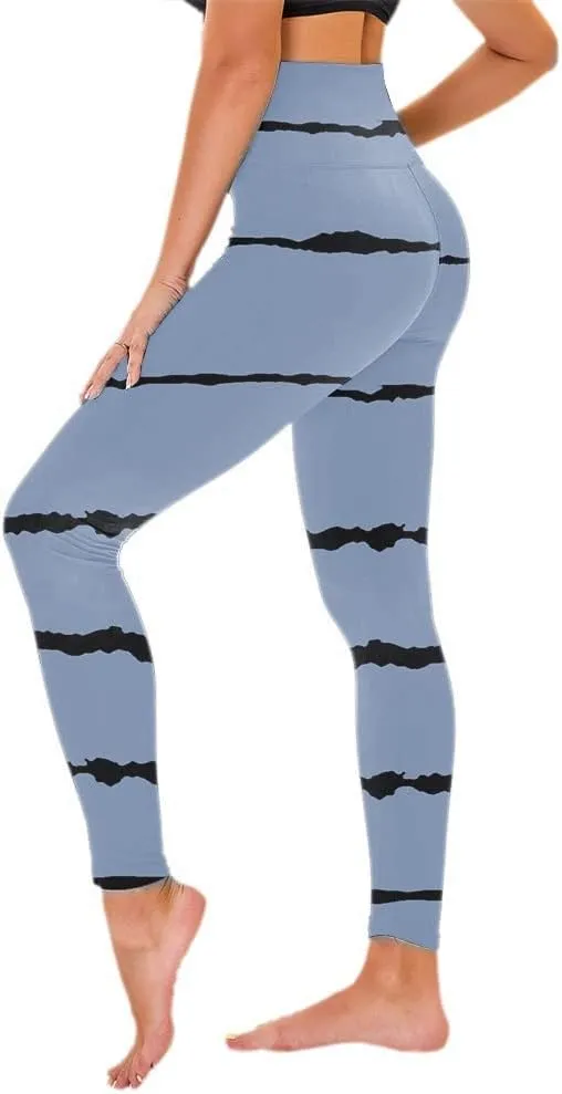 Women's High Waisted Leggings Stripe Firm Compression Yoga Leggings Pants Jogger Track Pants Workout Clothes