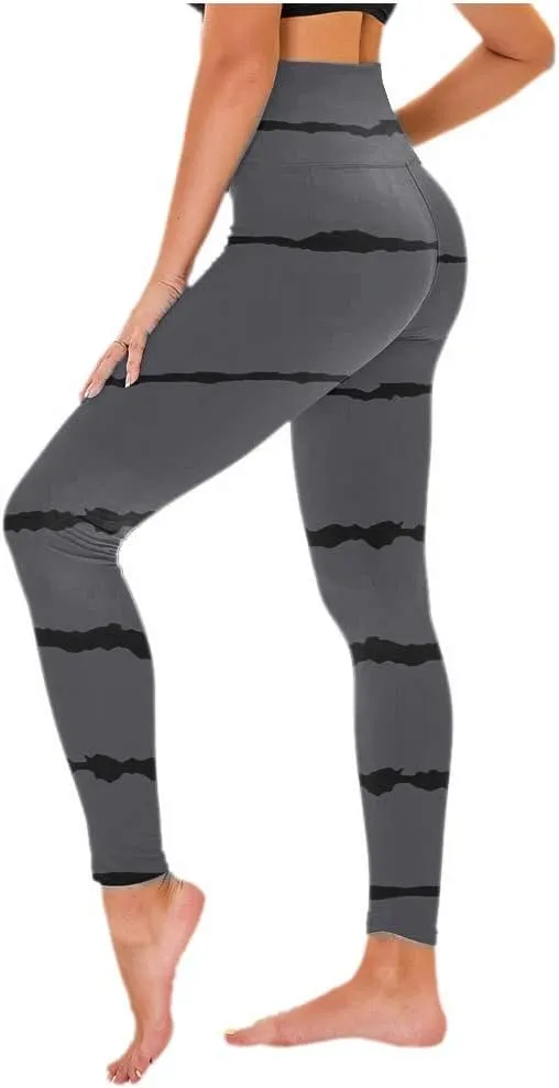 Women's High Waisted Leggings Stripe Firm Compression Yoga Leggings Pants Jogger Track Pants Workout Clothes