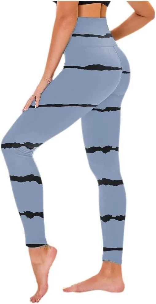 Women's High Waisted Leggings Stripe Firm Compression Yoga Leggings Pants Jogger Track Pants Workout Clothes