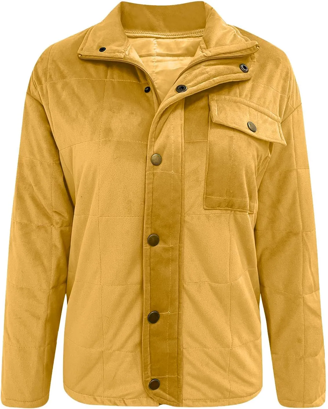 Women's Lightweight Down Coat Solid Long Sleeve Full Zipper Oversized Packable Short Puffer Jackets Fashion Short Down Coats