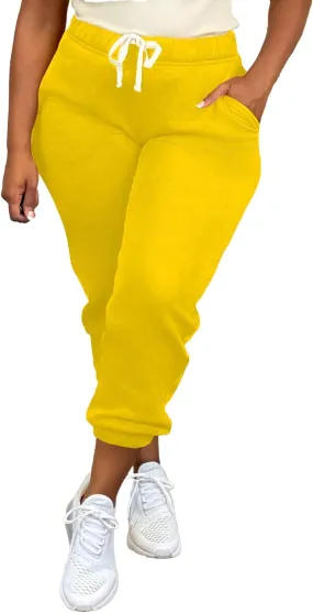 Women's Plus Size Casual Sweatpants Drawstring Jogger Pants Tight Track Pants with Pockets