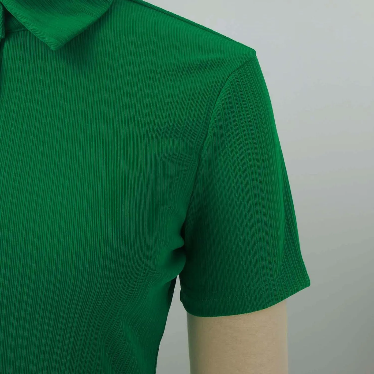 Womens Polo Shirts Fashion Short Sleeve V Neck T Shirt Slim Fitted Ribbed Knit Casual Tee Tops Summer Business Tshirt
