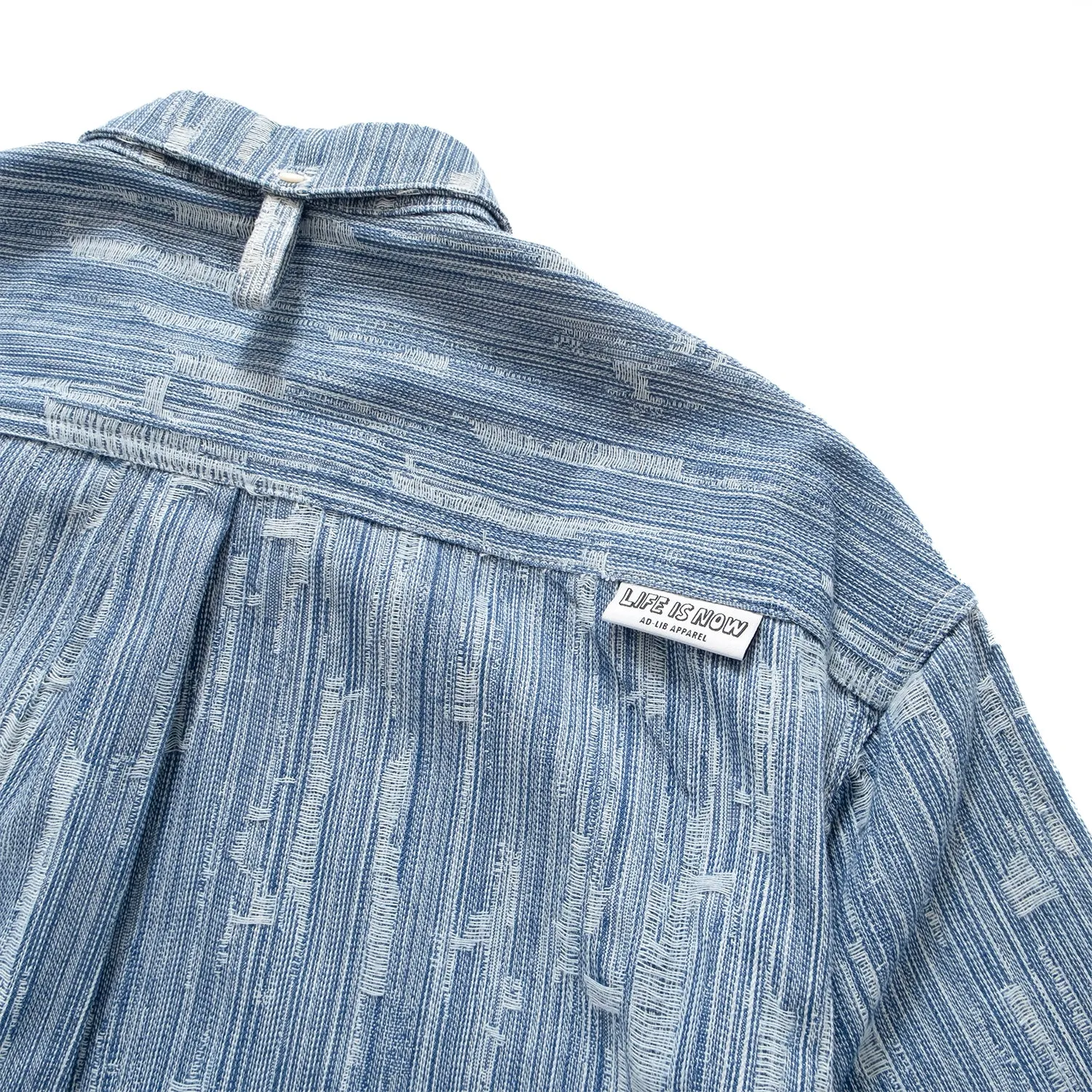 (YS387) Ripped Denim Short Sleeve Shirt