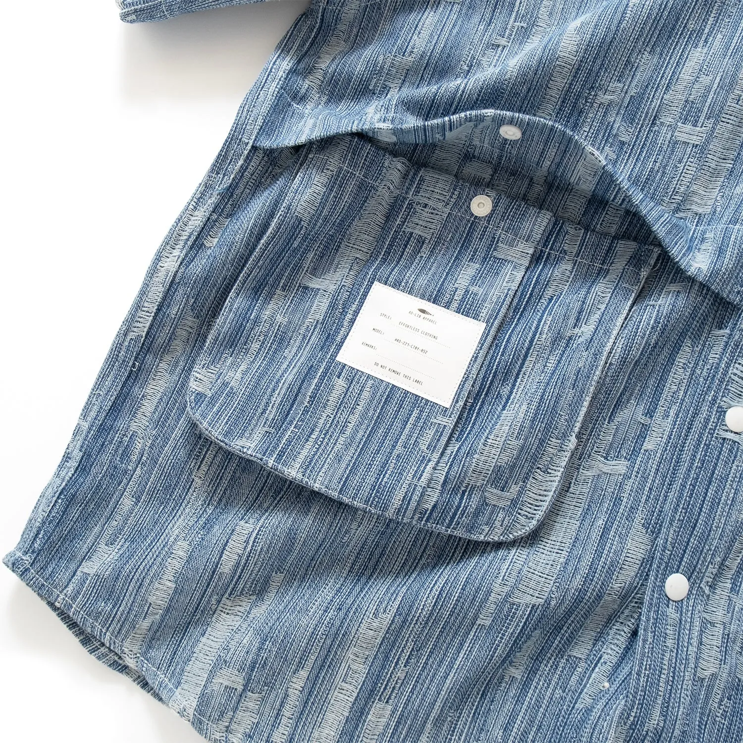 (YS387) Ripped Denim Short Sleeve Shirt