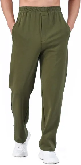 Zoulee Men's Open-Bottom Cotton Track Pants Sweatpants Jogging Pants with Zip Fly